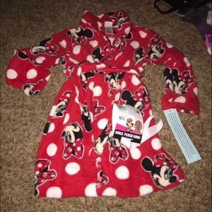 Girls Plush Minnie Mouse Robe. New Sz 4-5T